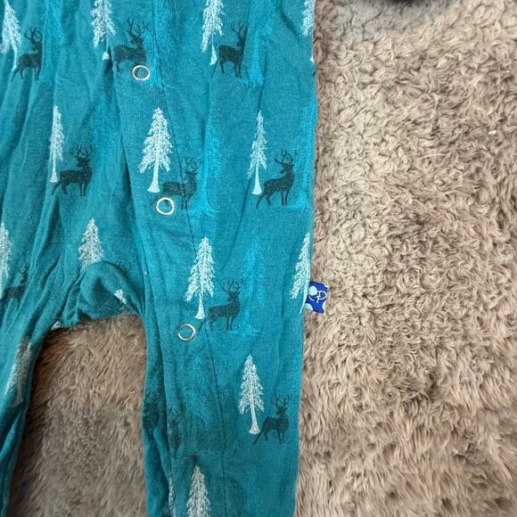 Kickee Pants 3-6 Months Bamboo Romper Sleeper One Piece Outfit Bum Flap Baby Boy - Picture 4 of 6